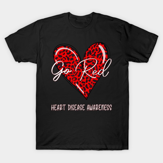 Go Reds Heart Disease Awareness Month Leopard T-Shirt by Aleem James